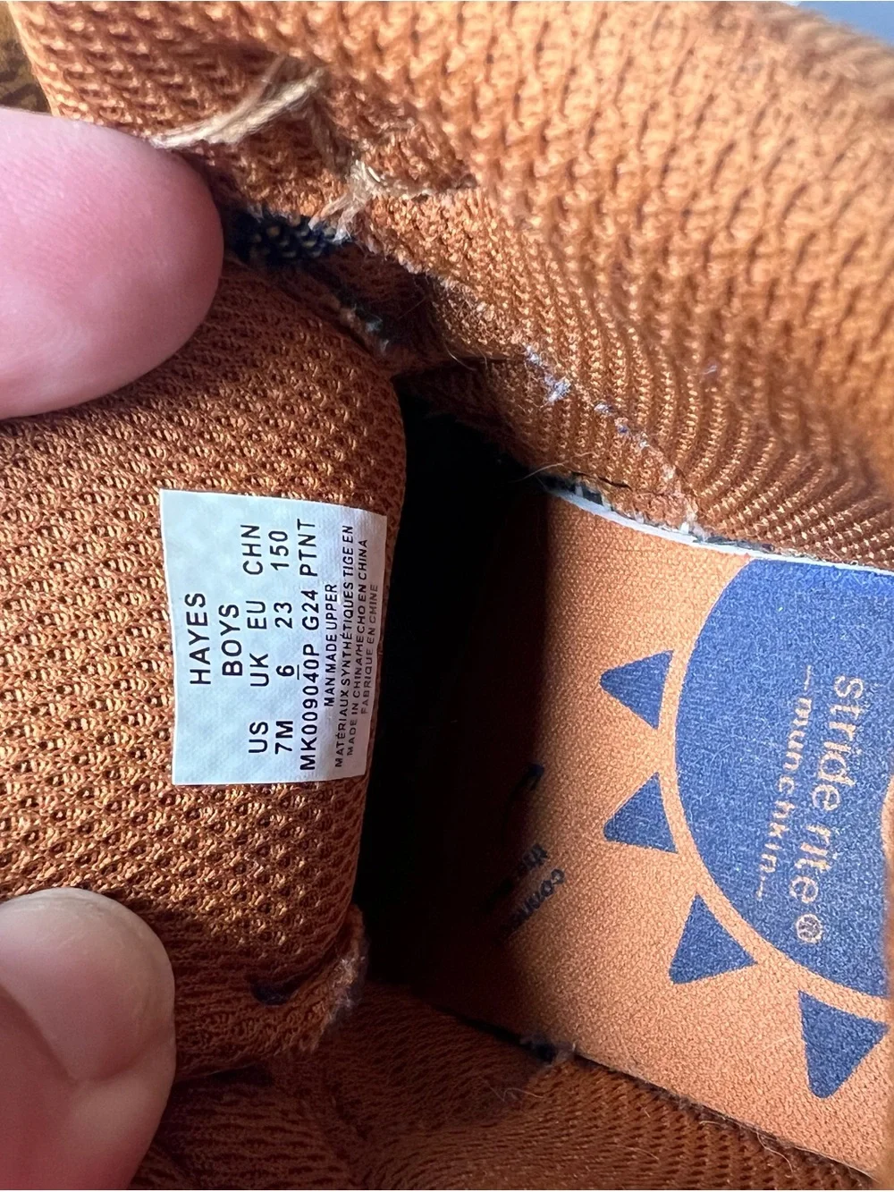 Stride Rite Kids' Tan and Black Velcro High-Top Boots